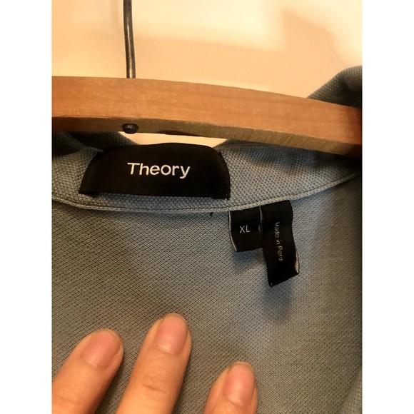 Theory Polo Iceberg Blue three-btn Short Sleeve Polo Shirt Cotton Peru XL - Picture 3 of 6